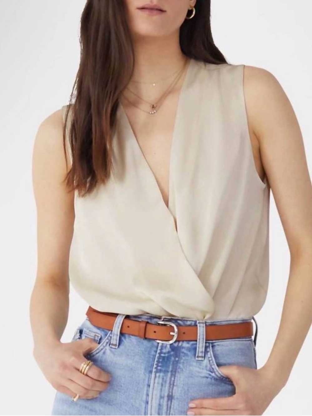 NEW FAVORITE DAUGHTER sleeveless date blouse in ivory size: XS